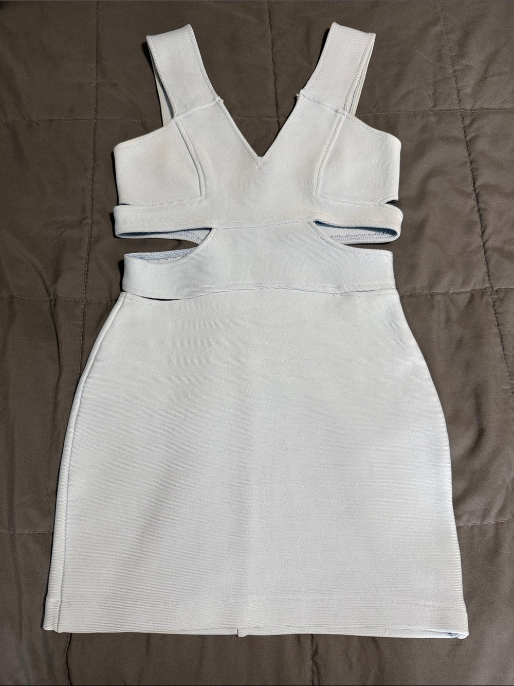 Baby Blue Cutout V-Neck Bodycon Dress